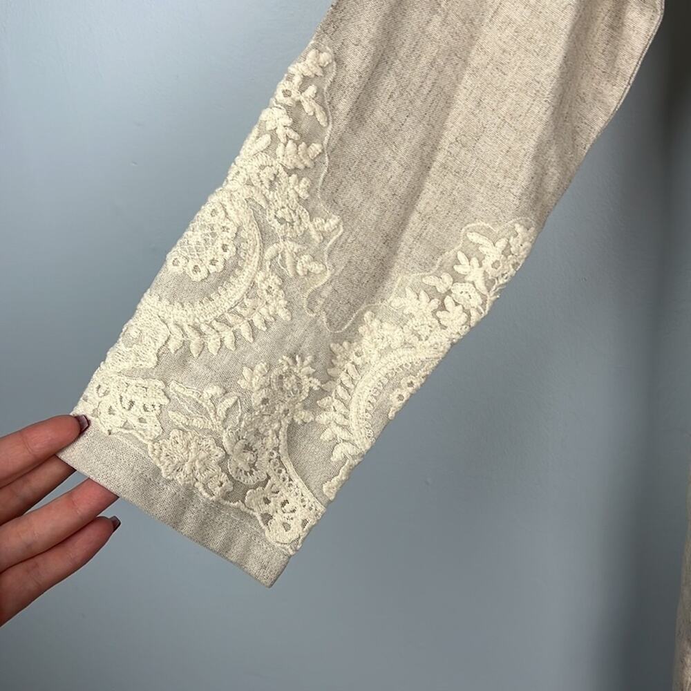 Soft Surroundings Kamal natural button down lace detail tunic - Picture 7 of 9